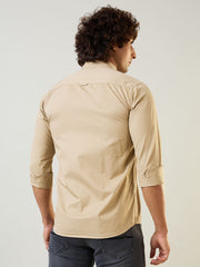 Satin Shirt Solid Camel Color Satin Shirt Solid Camel Color