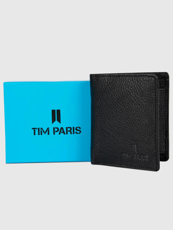 Black Textured Wallet Tim Paris