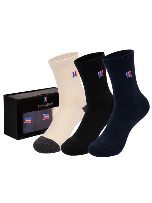 Socks For Premium High Ankle Length Sports Socks With Thick Cotton Cushion Multi-Purpose|Extra Durable Socks In An Assorted Combo| Pack Of 3 Free Size |(Cream/Black/Navy)| Tim Paris