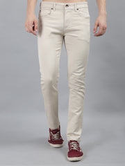Cream Slim Fit Stretch Chinos
