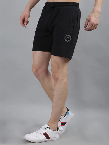 Jet Black Knitted Stretch Shorts Tim Paris