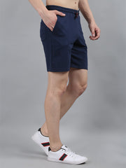 Navy Blue Knitted Stretch Shorts