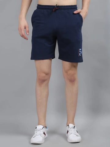 Navy Blue Knitted Stretch Shorts Tim Paris