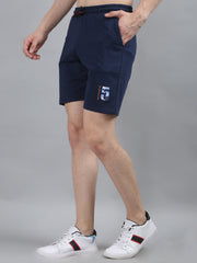 Navy Blue Knitted Stretch Shorts