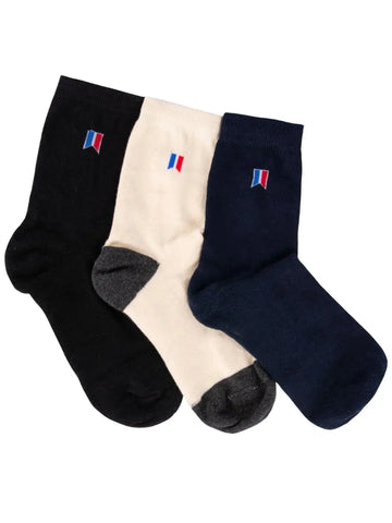Socks For Premium High Ankle Length Sports Socks With Thick Cotton Cushion Multi-Purpose|Extra Durable Socks In An Assorted Combo| Pack Of 3 Free Size |(Cream/Black/Navy)| Tim Paris