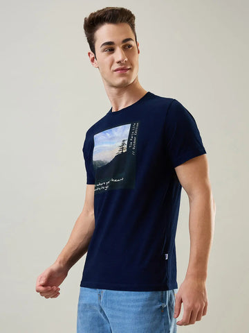 Rinse Washed Blue Printed T-Shirt Tim Paris