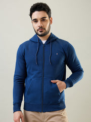 Tim Paris Blue Hoodie with Zipper – Solid Sweatshirt