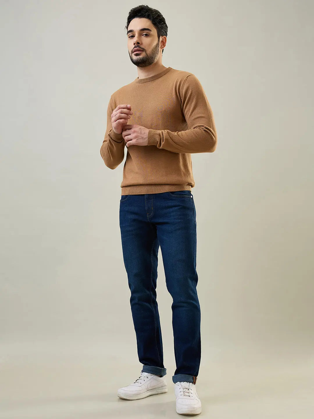 Camel Round Neck Pullover Tim Paris