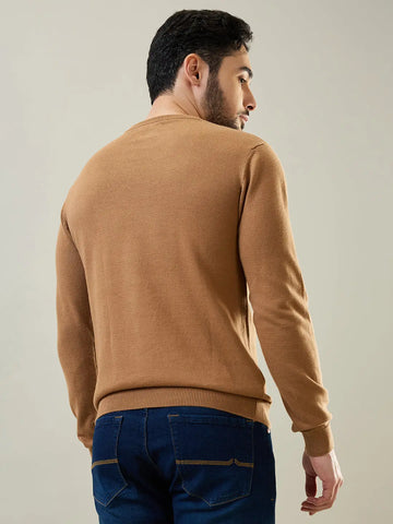 Camel Round Neck Pullover Tim Paris