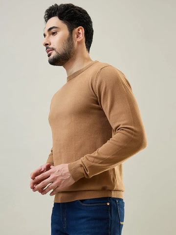 Camel Round Neck Pullover Tim Paris