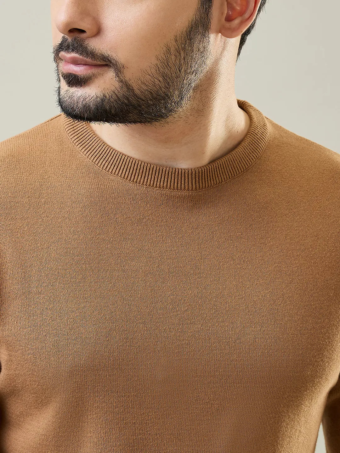 Camel Round Neck Pullover Tim Paris