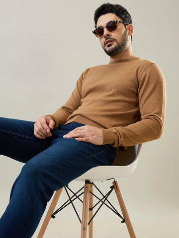 Camel Round Neck Pullover Tim Paris