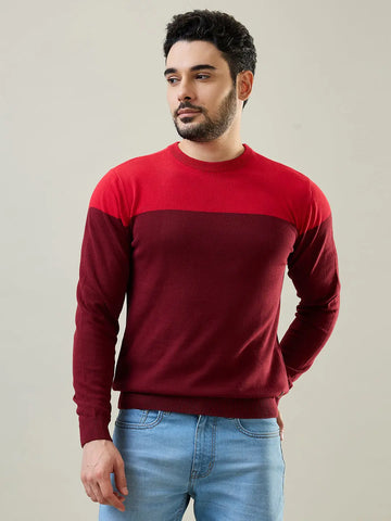 Tim Paris Red Round Neck Pullover Tim Paris