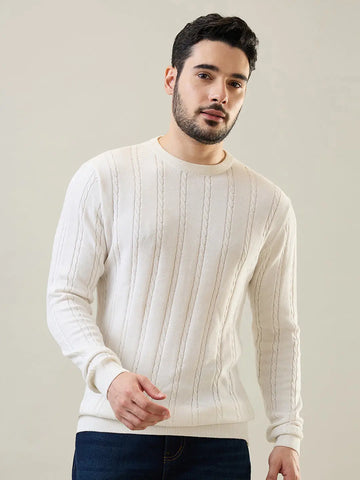 White Round Neck Pullover Tim Paris