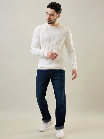 White Round Neck Pullover Tim Paris