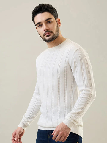 White Round Neck Pullover Tim Paris