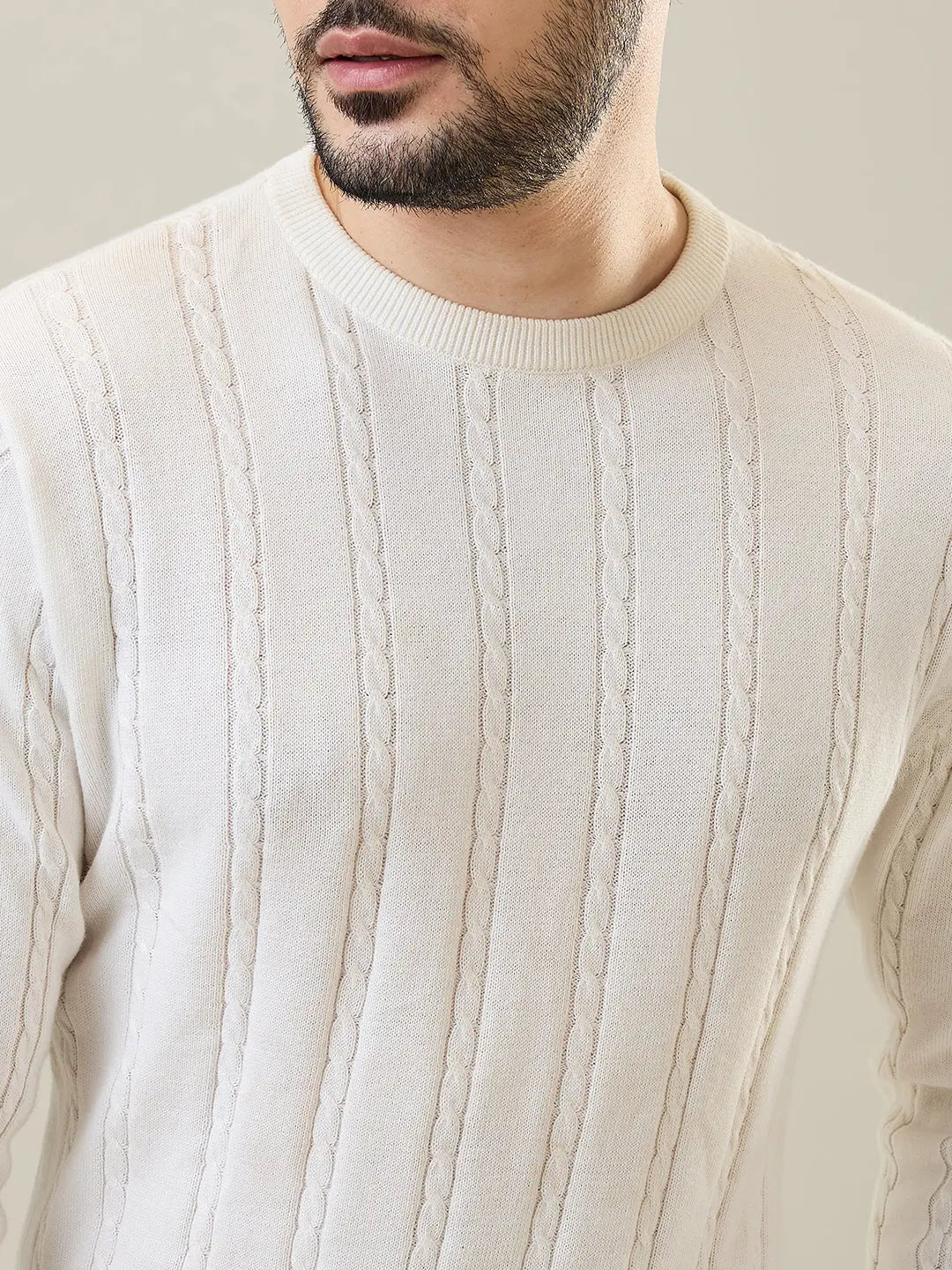 White Round Neck Pullover Tim Paris