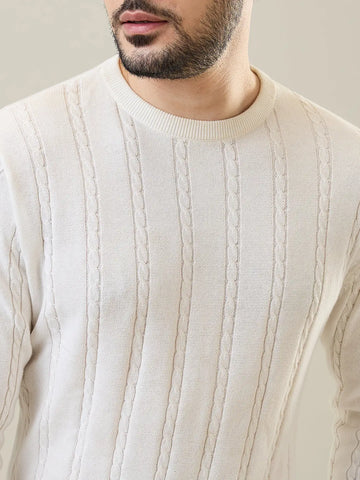 White Round Neck Pullover Tim Paris