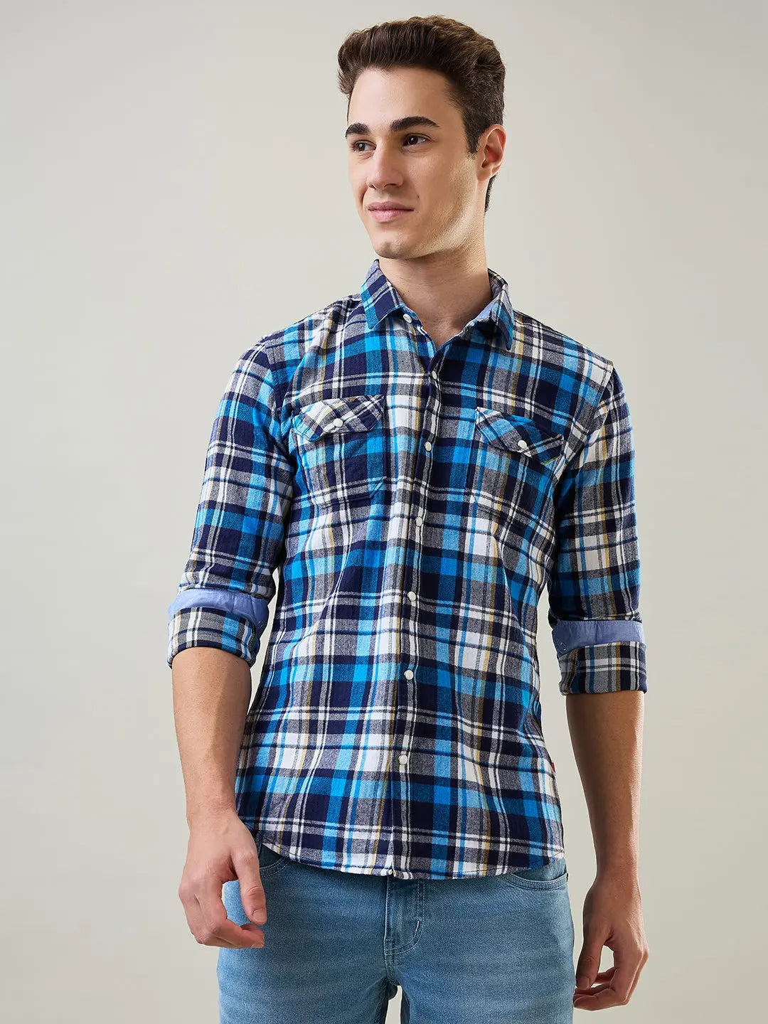 Blue Checkered Shirt Tim Paris