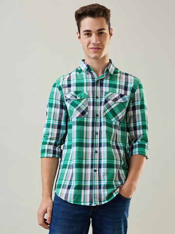 Green & White Checkered Shirt Tim Paris