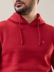 Tim Paris Red Solid Hoodie – Full Sleeve, Zipless Sweatshirt