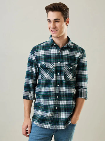Dark Green Checkered Shirt Tim Paris