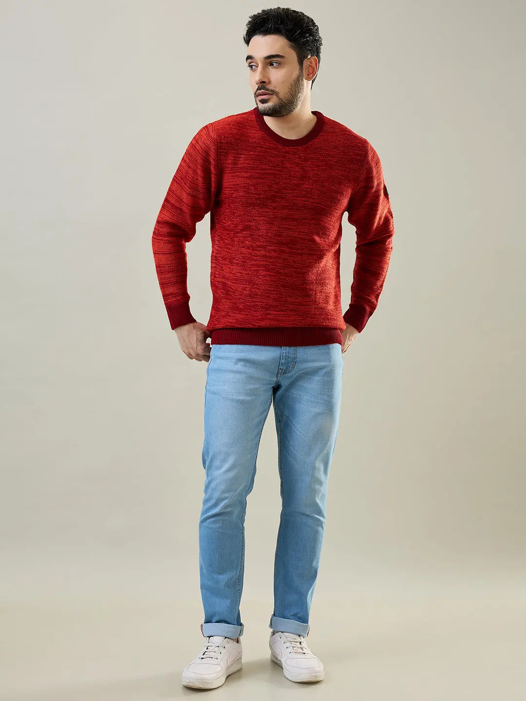 Red Round Neck Pullover Tim Paris