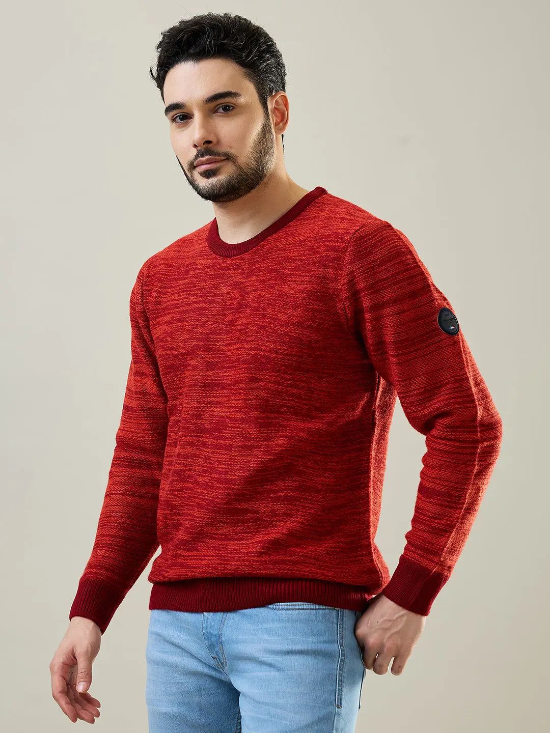 Red Round Neck Pullover Tim Paris