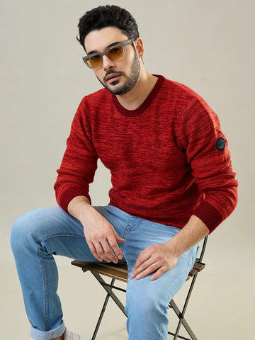 Red Round Neck Pullover Tim Paris
