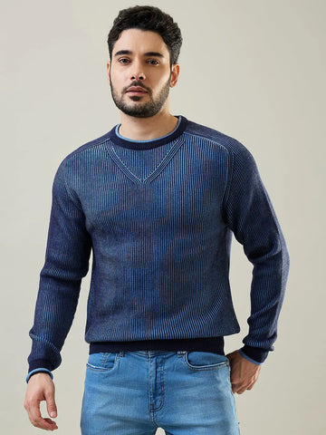 Dress Blue Round Neck Pullover Tim Paris