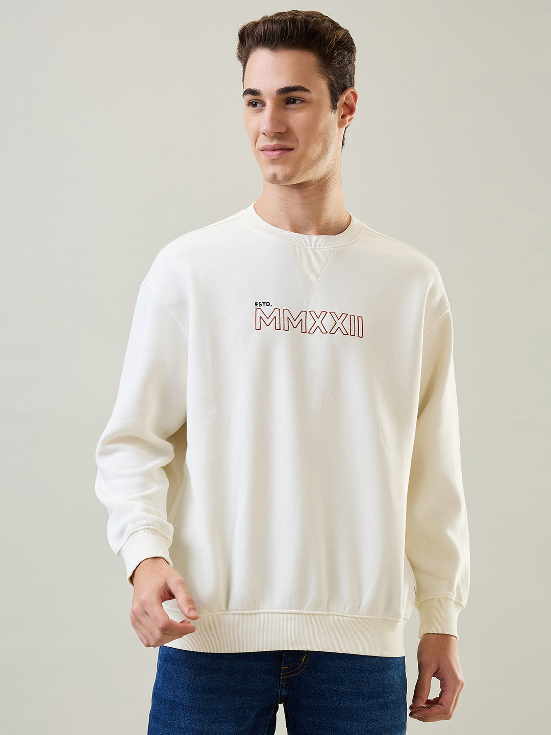 Egret Off White Printed Sweatshirt