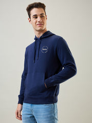Tim Paris Sweatshirt: Dress Blue Hoodie Zipless Printed