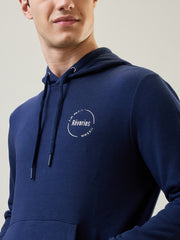 Tim Paris Sweatshirt: Dress Blue Hoodie Zipless Printed