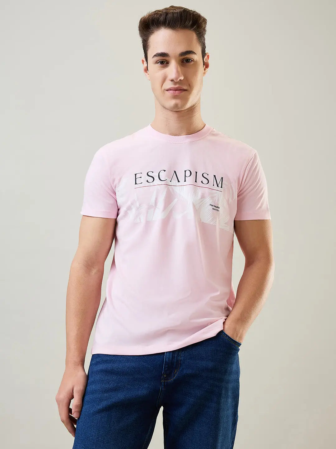 Escapism Pink Graphic Print T-Shirt Tim Paris