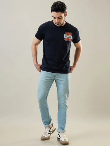 Dark Grey Graphic Print T-Shirt Tim Paris