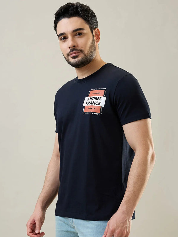 Dark Grey Graphic Print T-Shirt Tim Paris