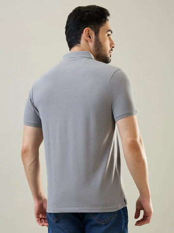 Grey Solid Polo T-Shirt