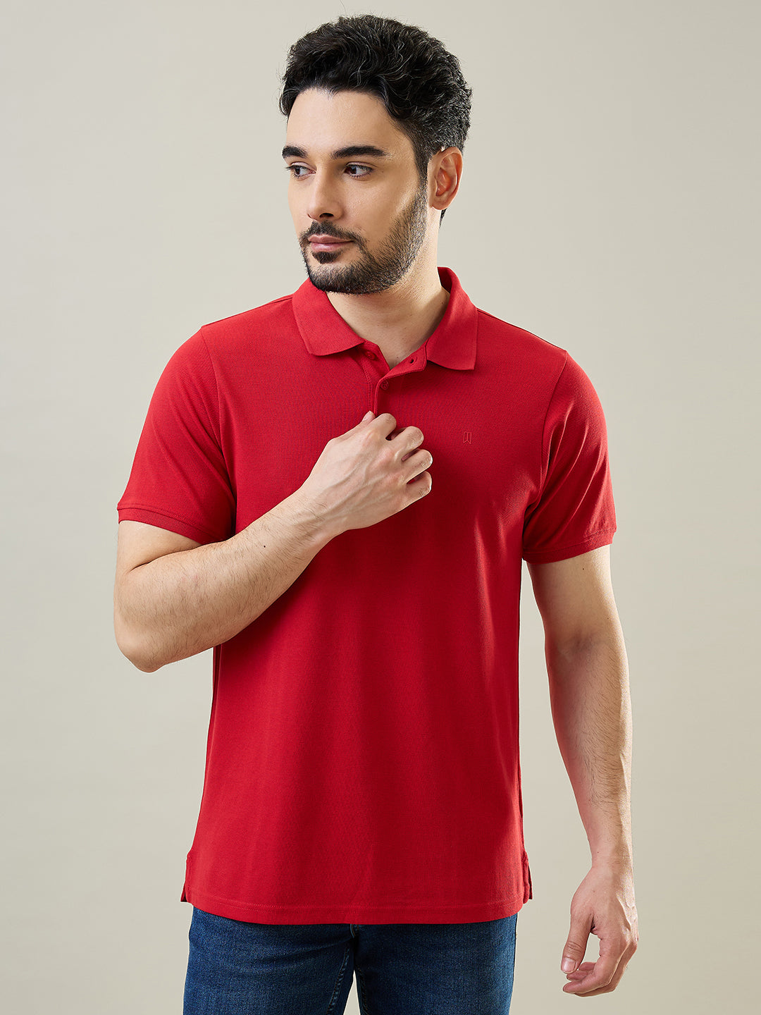 Red Solid Polo T-Shirt