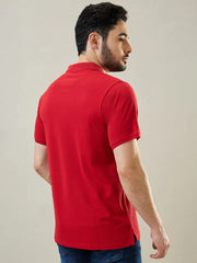 Red Solid Polo T-Shirt Tim Paris