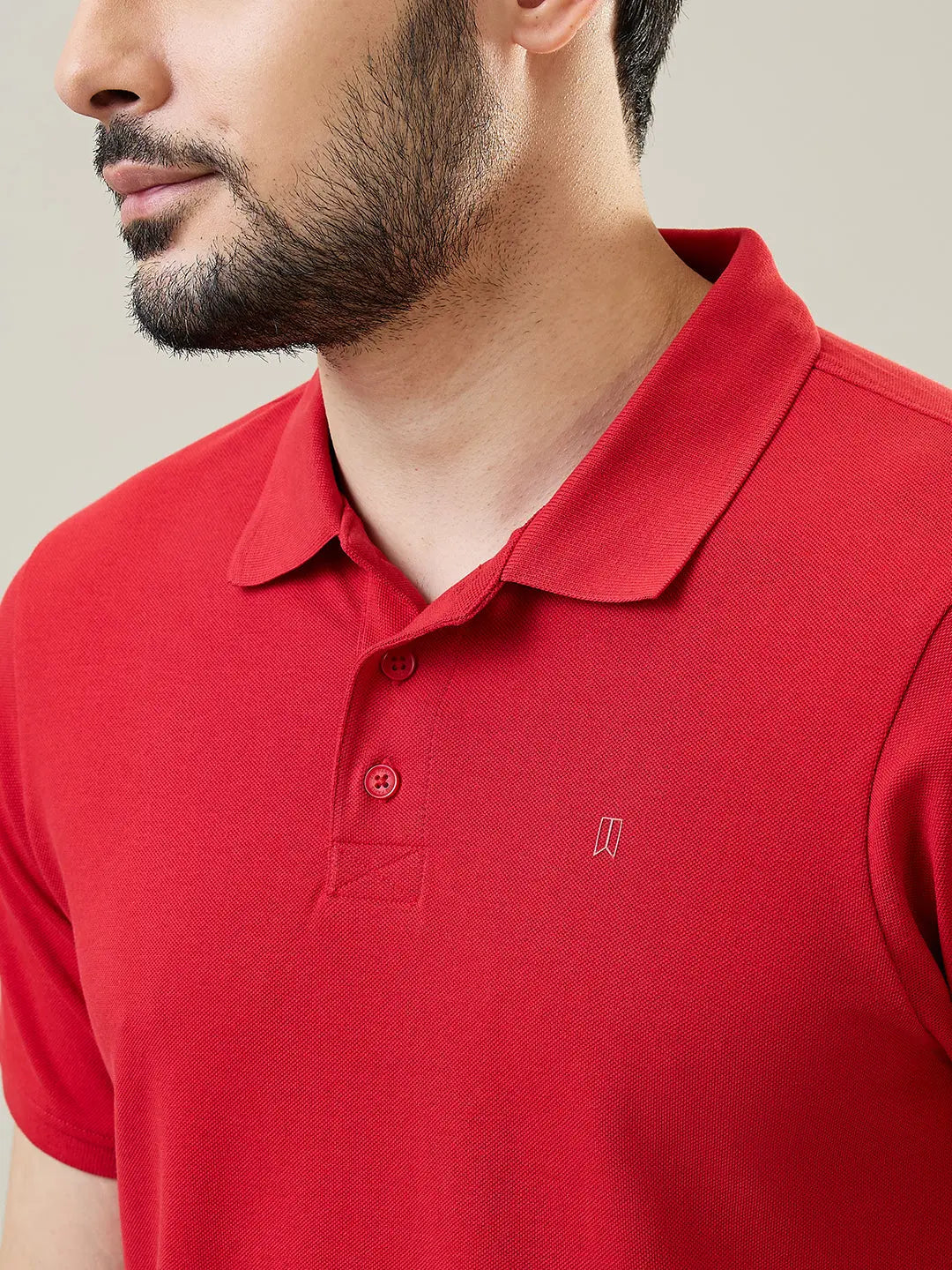 Red Solid Polo T-Shirt Tim Paris