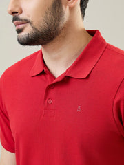 Red Solid Polo T-Shirt Tim Paris