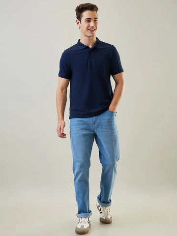 Dress Blue Solid Polo T-Shirt