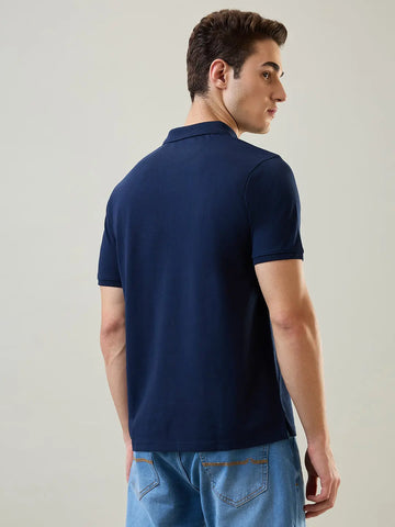 Dress Blue Solid Polo T-Shirt