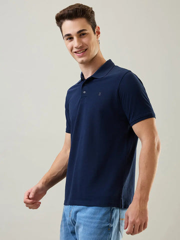 Dress Blue Solid Polo T-Shirt