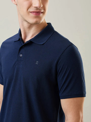 Dress Blue Solid Polo T-Shirt