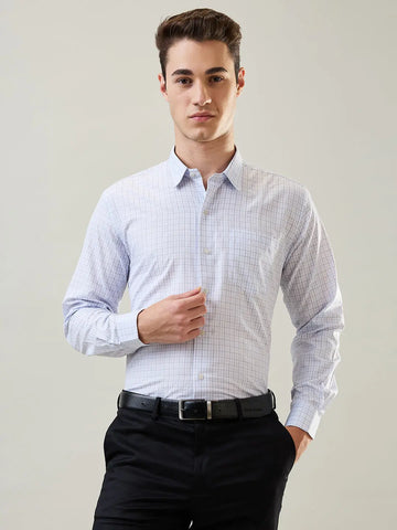 Blue Regular Check Formal Shirt Tim Paris