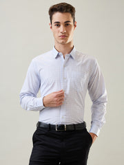 Blue Regular Check Formal Shirt