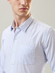 Tim Paris Formal Shirt: Blue Regular Checks