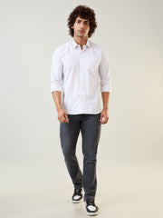 White & Maroon Micro Checked Formal Shirt