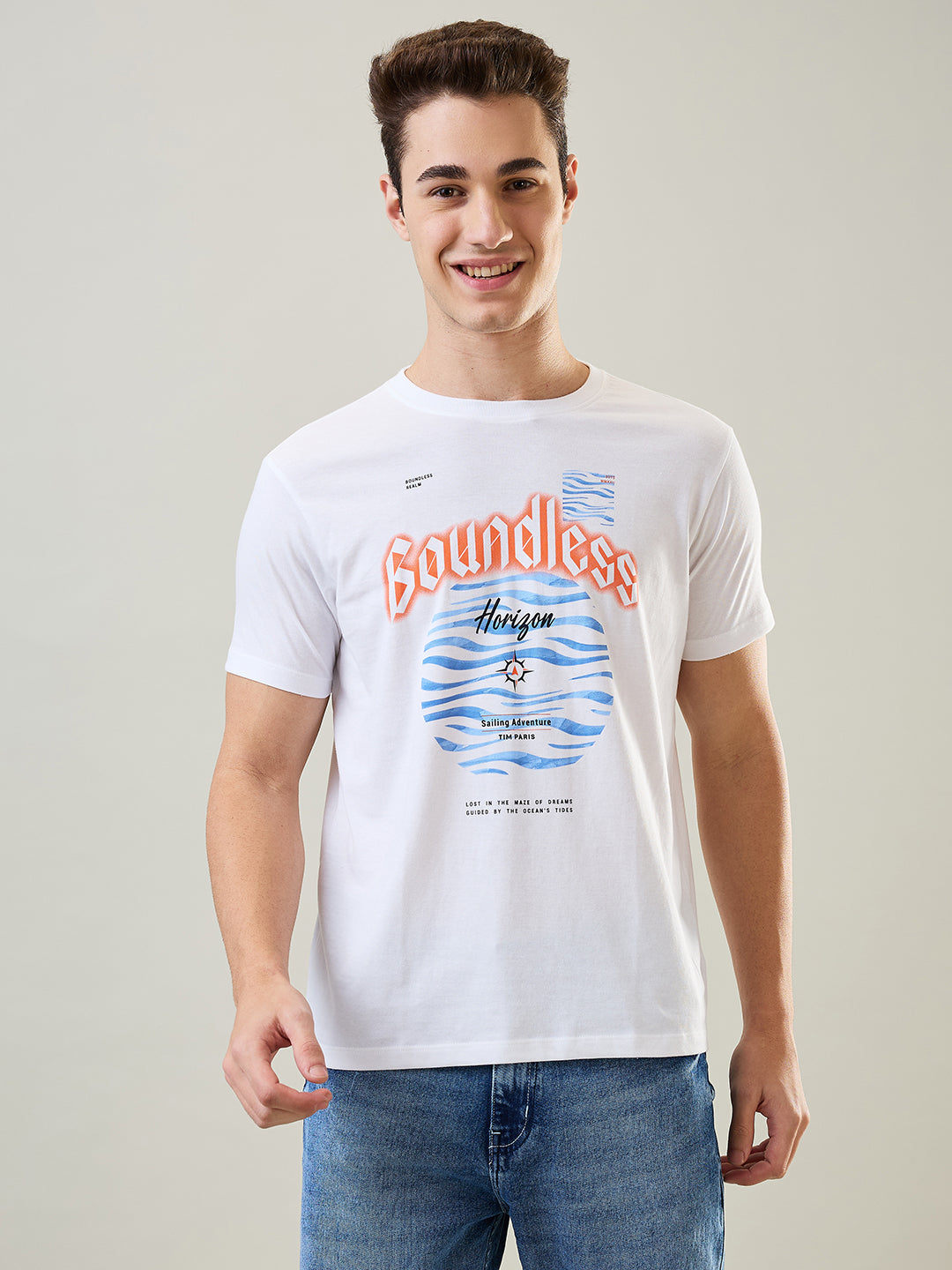 Boundless Graphic Print White T-Shirt